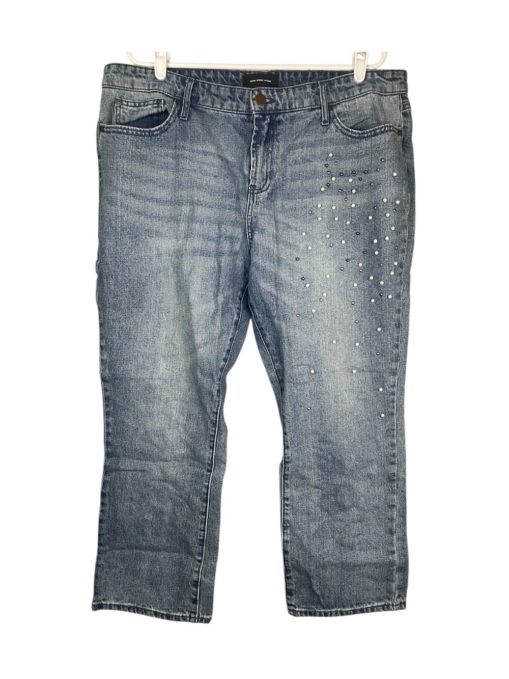 Who What Wear Embellished Light Blue Cropped Jean Capris Women’s Size 16